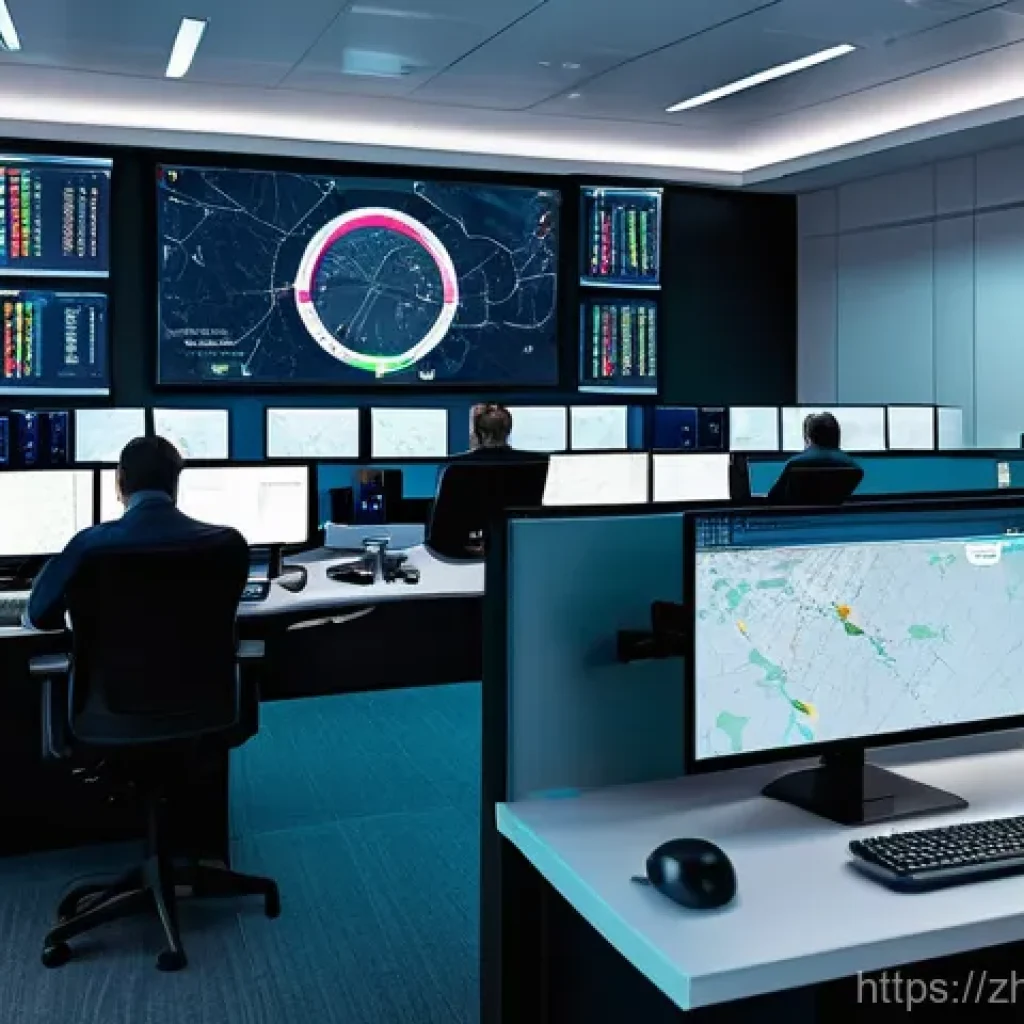 응급구조사와 AI 기술 - **Prompt:** A bustling, modern emergency call center with several dispatchers wearing headsets, inte...