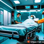 응급구조사 근무환경 - **Inside a Modern Ambulance:** "A brightly lit interior of a state-of-the-art ambulance. Medical equ...