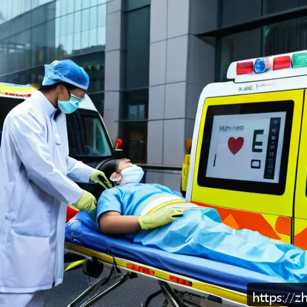 응급구조사와 업무 효율화 방안 - A high-tech emergency scene showing paramedics using compact wrist-worn heart rate and blood oxygen ...