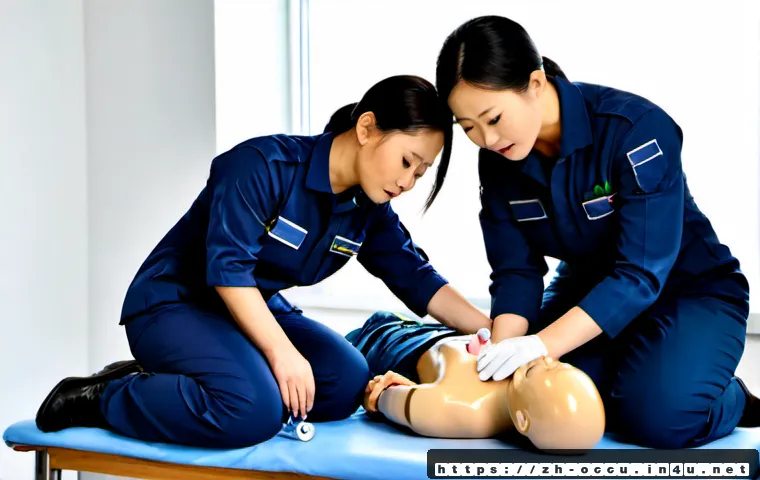 응급구조사와 대처 능력 개발 - Photorealistic emergency response training scene in a modern Chinese urban simulation center, a skil...